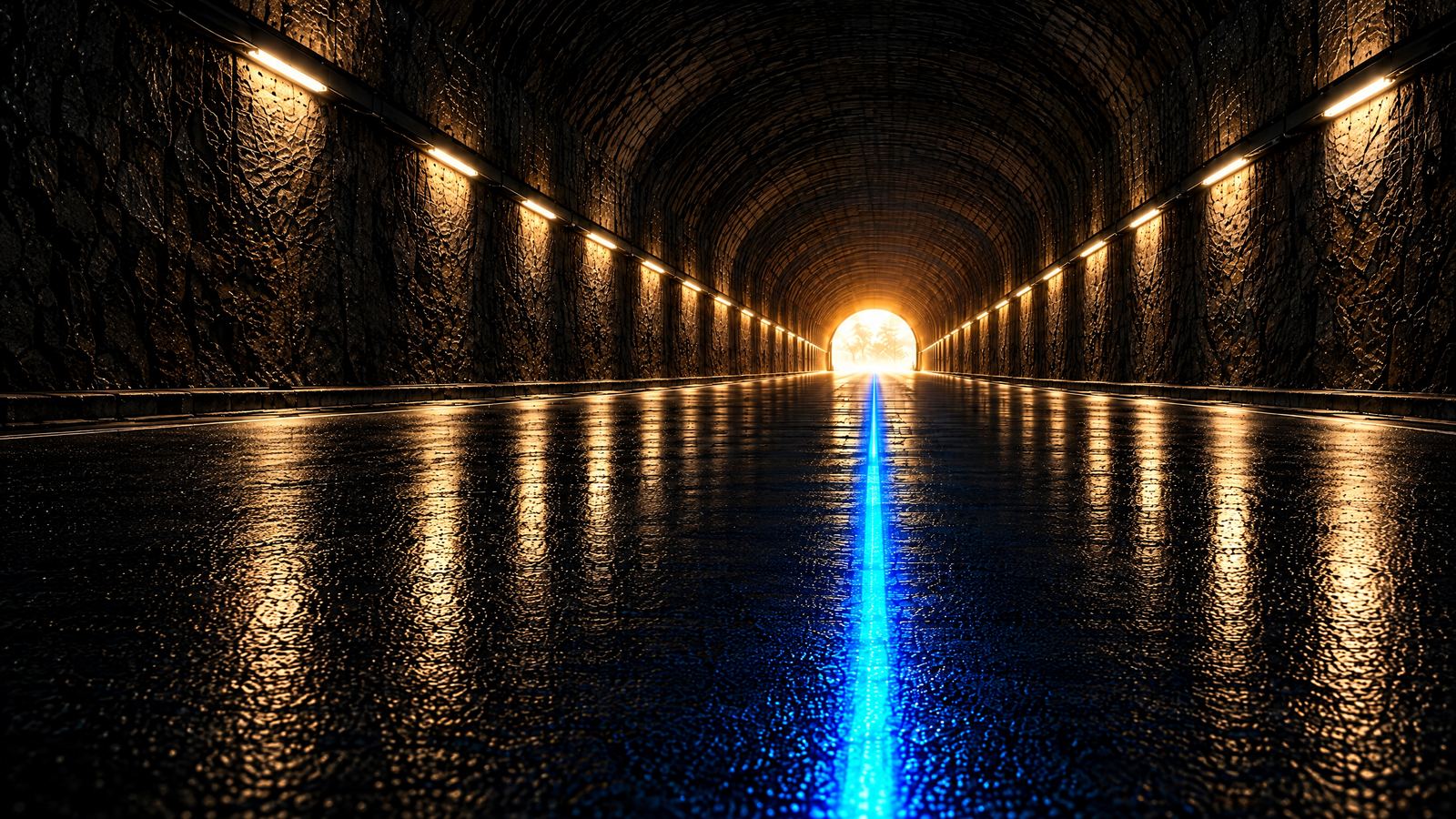 A tunnel running away to a bright point of light